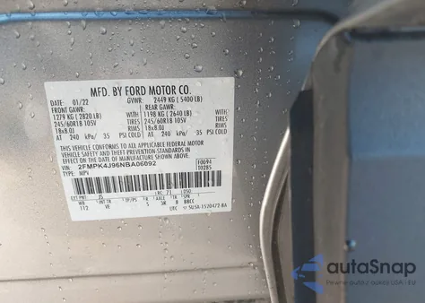 2022 Ford Edge Sel from USA, damaged, VIN 2FMPK4J96NBA06092